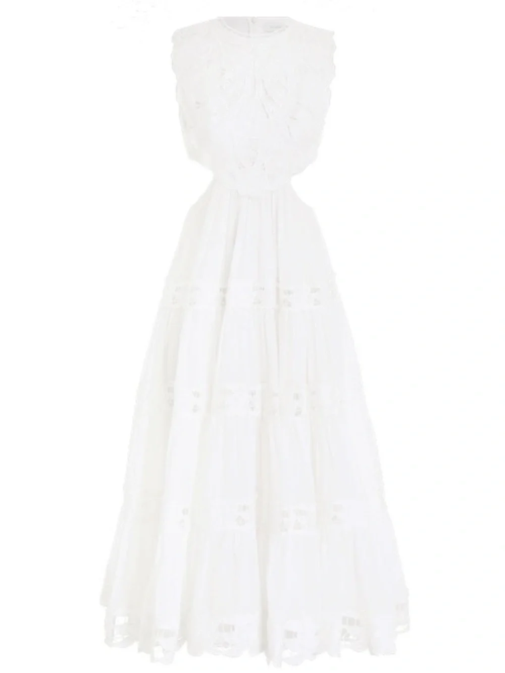 Zimmermann Cassia White Sleeveless Cutout Midi Dress - Size 2 = US 6/8